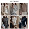 Soft Fleece-Like Turtleneck Long Sleeve Top Women Ribbed Mock Neck Slim Fit Winter Warm Base Layer