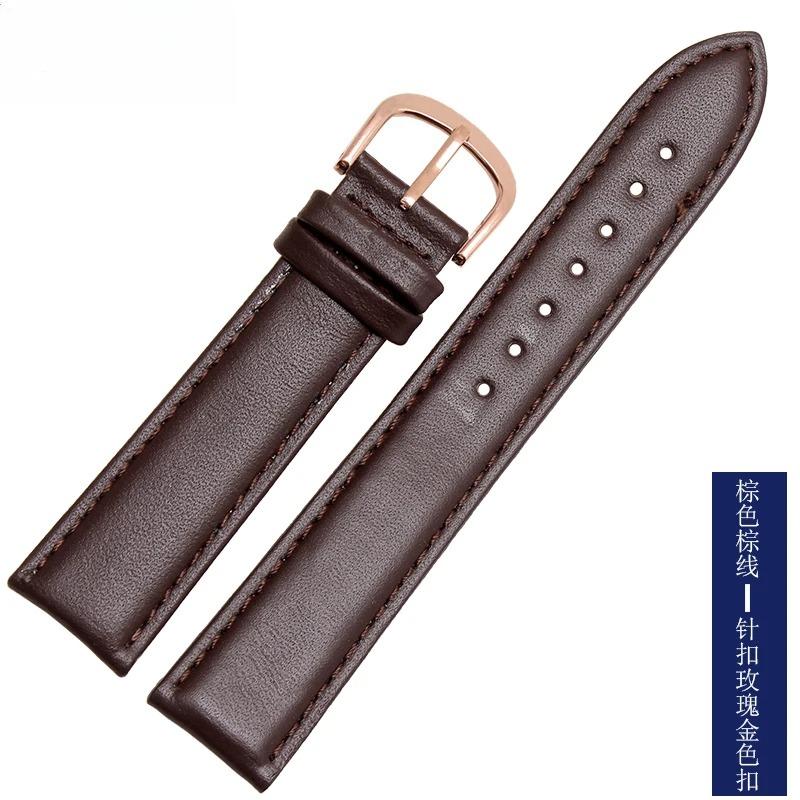 Smooth Genuine Calfskin Leather Watchband 18mm 19mm 20mm 21mm 22mm 23 Soft Straps Automatic Butterfly Buckle Business Watch Band