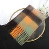 Men's and Women's Autumn and Winter Scarf Fashionable Warm Rainbow Plaid Shawl Tassel Thickened Mohair Scarf