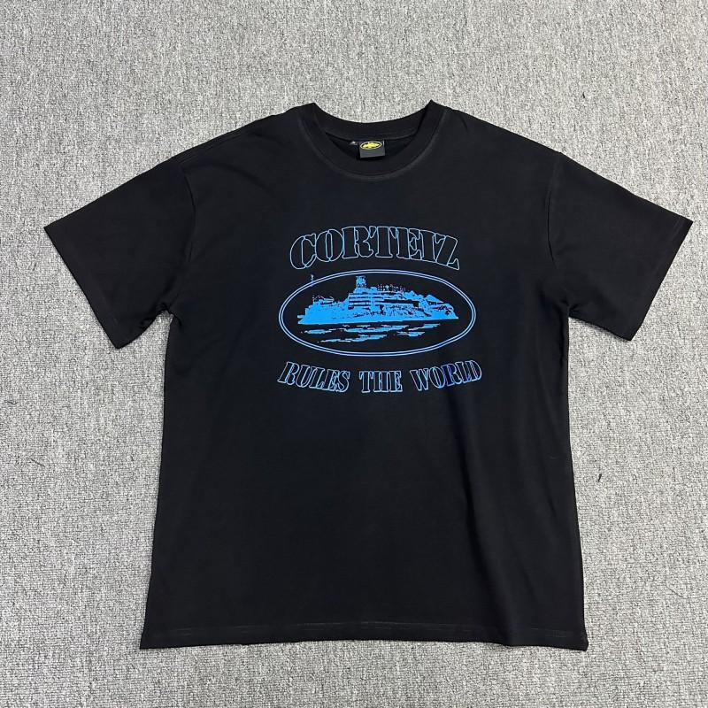 Corteiz Streetwear Baumwoll-T-Shirt Herren Lockerer Schnitt Rundhals Kurzarm Hip Hop Grafik-T-Shirt