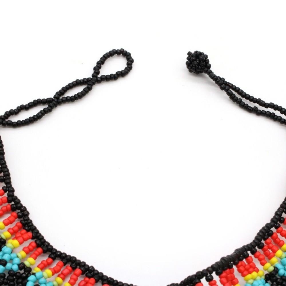 Multicolor Multilayer Beaded Choker Bohemian Woven Choker Necklace Mesh Bib Collar  Party Wear