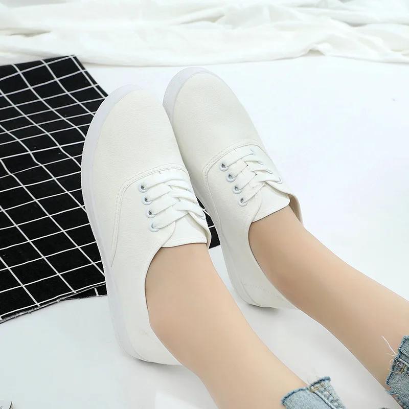 Fashion Autumn Loafers Canvas Shoe Sneakers for Women Shoes Breathable Women's Casual Shoes Lace Up WomanWhite Shoes Flats