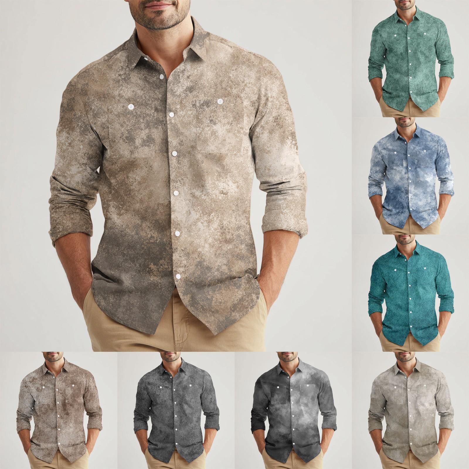 

Men s Loose Classic Lapel Multi-pocket Industrial Work Shirt Top XL