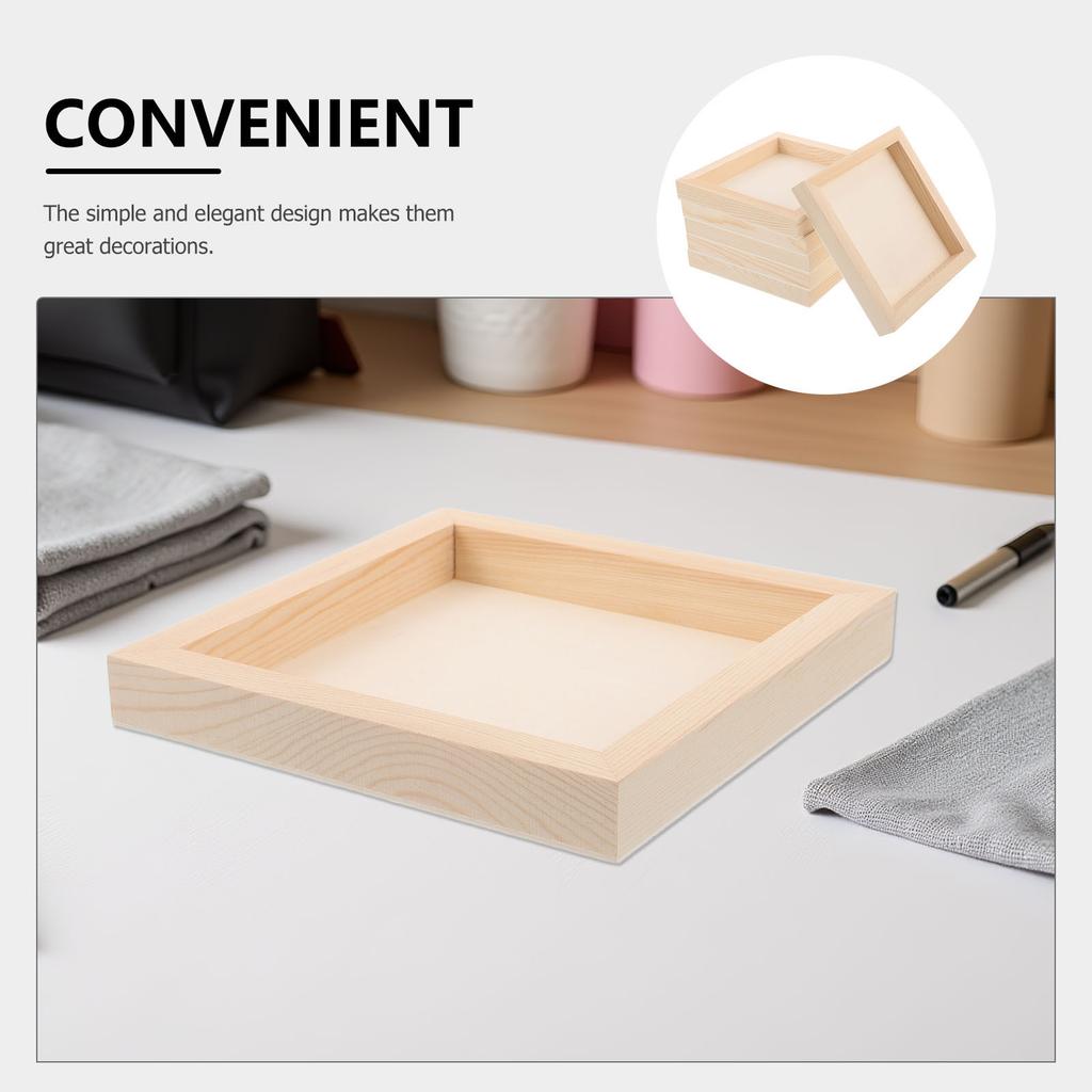 6 Pcs Unfinished Wood Canvas Panel 6x6 Inch Wood Board Small Painting Canvas Frames for DIY Art Projects Acrylics Oil Painting