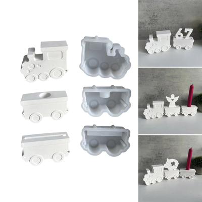 3Pieces Train Shaped Silicone Candlestick Molds Train Box Resin Molds for Epoxy Resin Tealight Stand Candle Holder