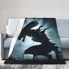 Movie Alien Xenomorph Blanket Flannel Novelty Soft Throw Blankets for Bedspread Spring/Autumn,
