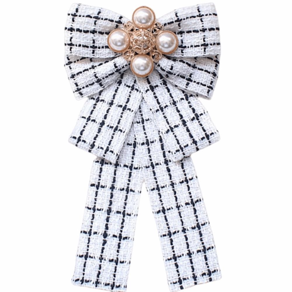 Fashion Cloth Bow Brooches Pearl Vintage Pearl Collar Pins Bowknot Necktie Wedding