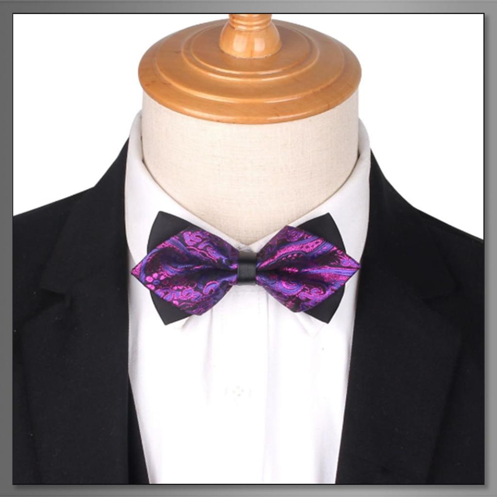 [Buzz Selection] Jacquard Double Bow Tie, Suitable for Weddings, Business, Stylish, Unique, Glossy, Elegant, Men's AC531 (Silver)