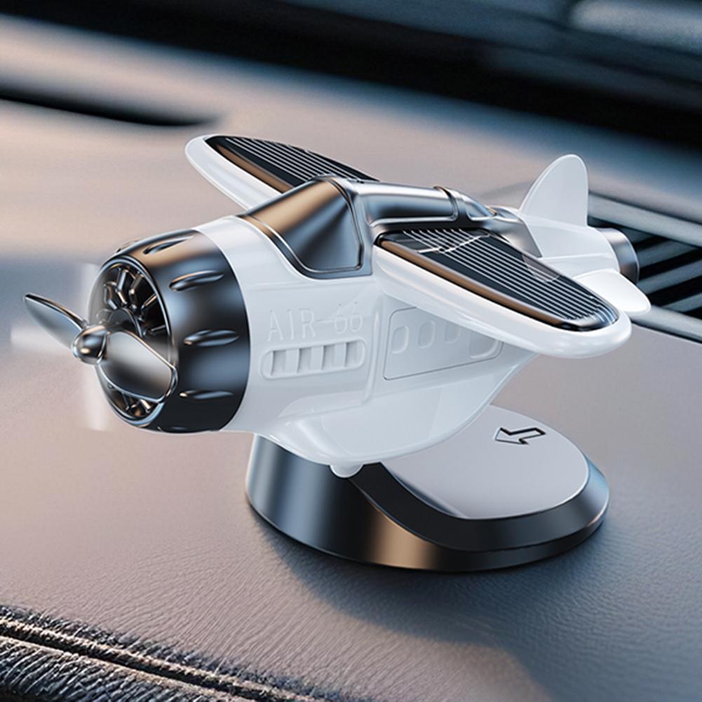 ABS Car Air Freshener Yellow White Gray Black Solar Aircraft Solar Energy Powered Rotating Propeller Fighter Airplane Fragrance белый