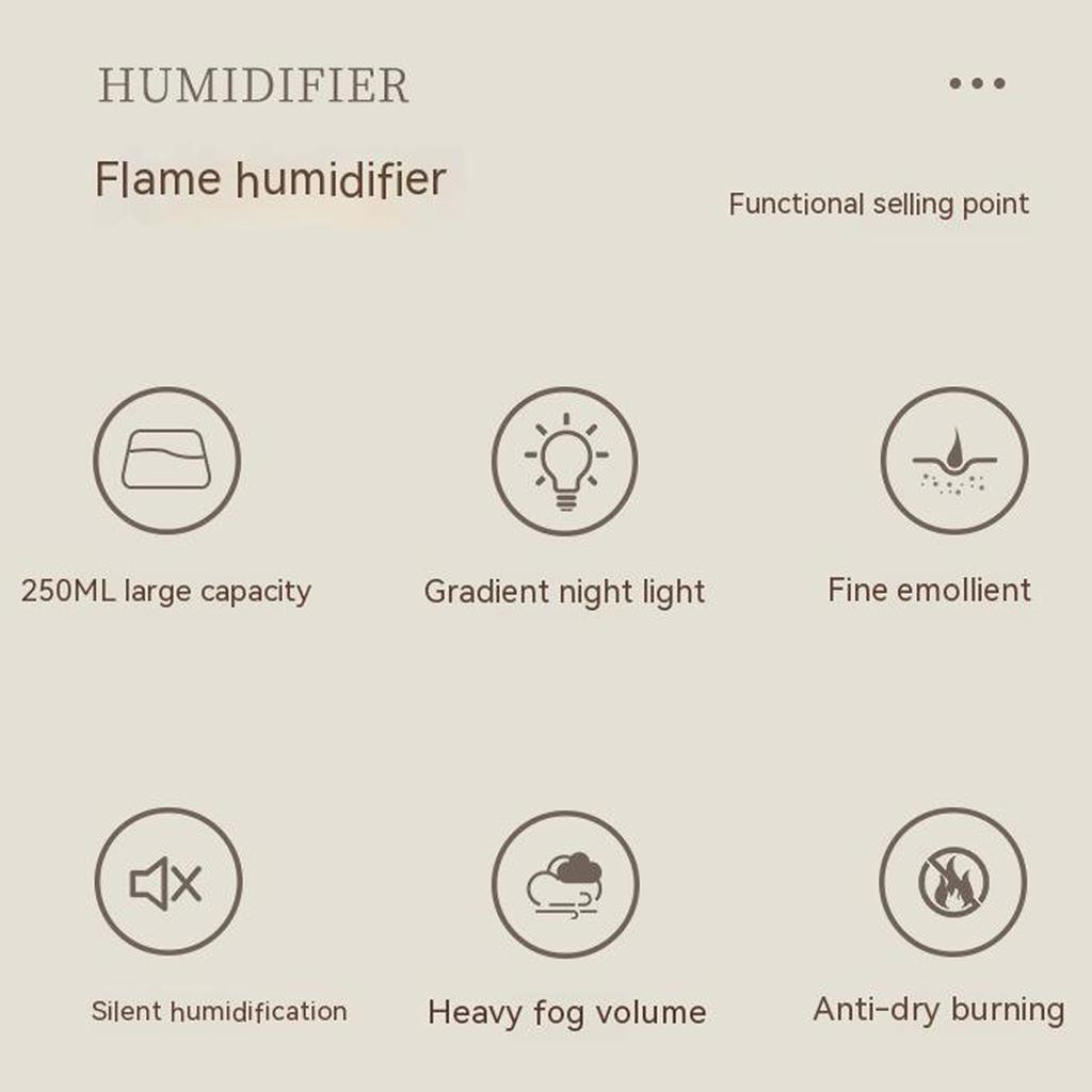 Flame Air Humidifier Aromatic Diffuser Usb Mute Noise Reduction Large Fog Volume Home Bedroom Mini Air Humidifier