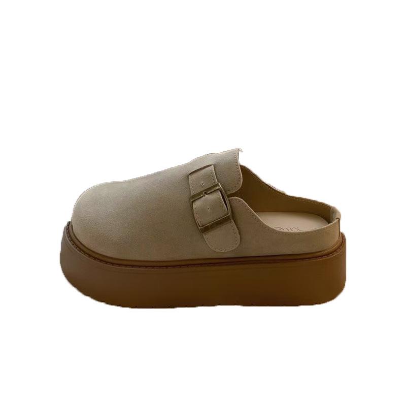 Thick-bottomed bag head casual one-pedal half-slippers women's 2025 autumn and winter new wear retro lazy slippers