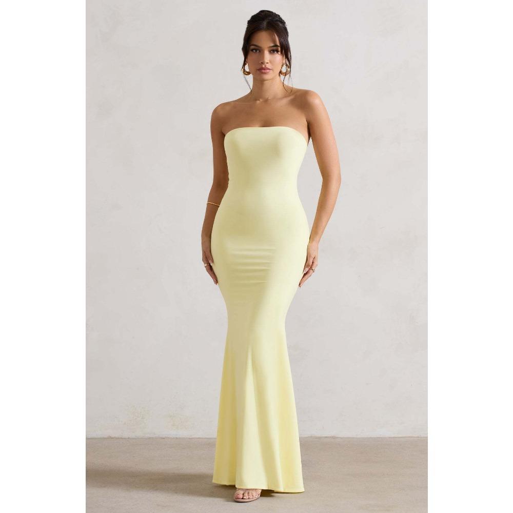 Women's Strapless Sleeveless Mermaid Maxi Dress Slim Elastic Waist Tropical Floral Milk Silk Micro Elastic Backless Party Evening Long Dress