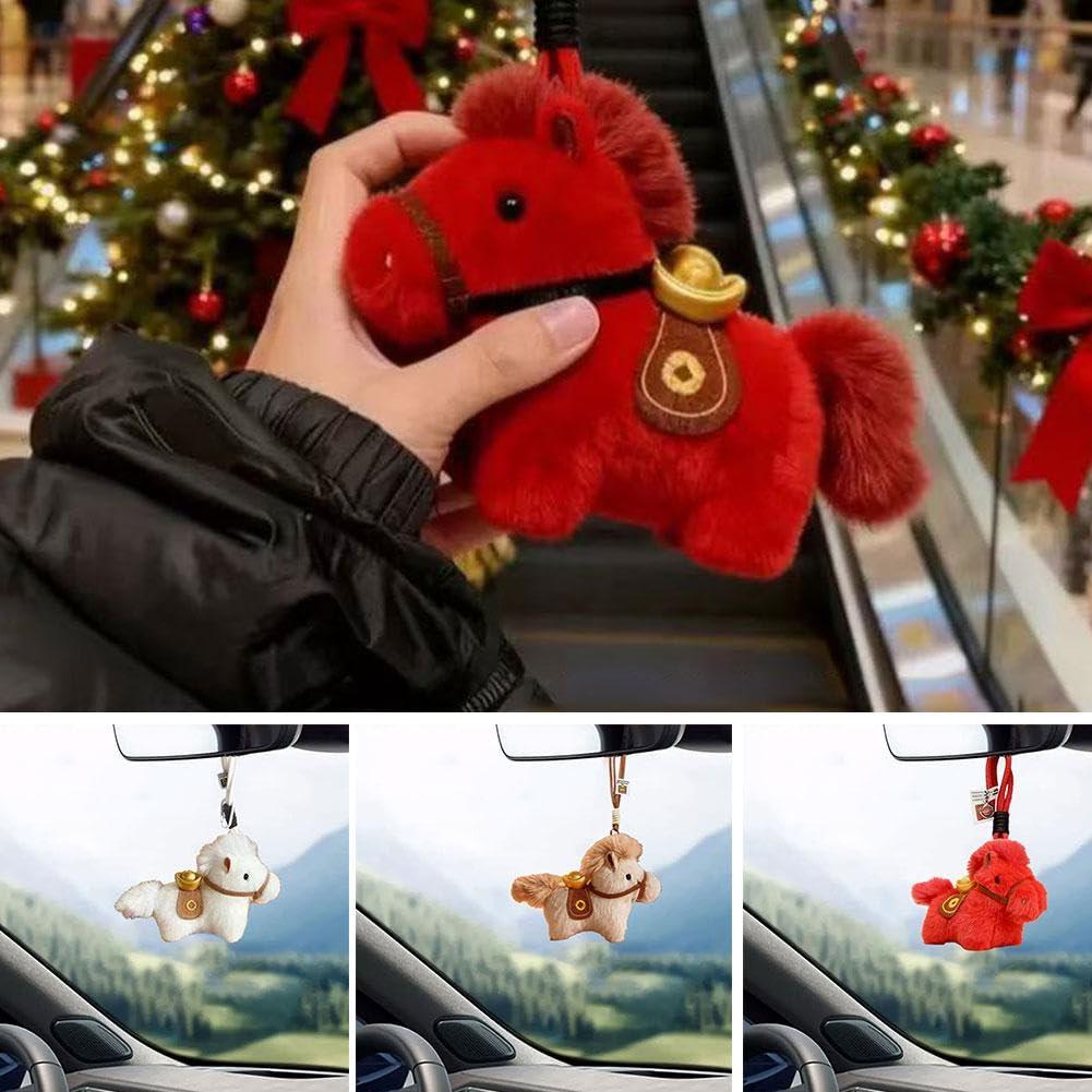 Shnmersy Zodiac Horse Plush Toy Plush Keychain with Lanyard Amulet Horse Cute Animal Pendant Original War Horse Year of the Horse Decoration Kids
