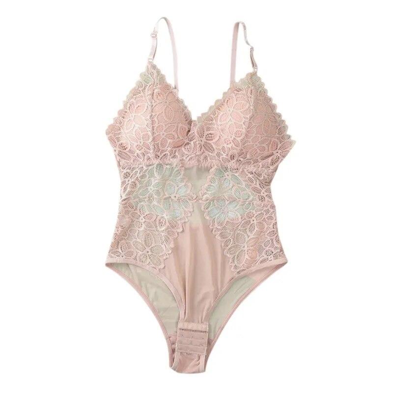 Siamese Mesh Lace Underwear Women's Thin Breathable Gather Chestless One-piece Bodysuit