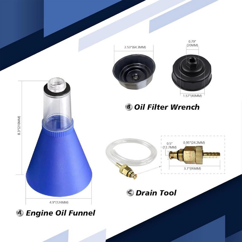 Oil Filter Wrench Oil Filter Wrench Funnel Drain 3 Pieces Set Practical Tool Plug Change Set For Family Friends Colleague Car