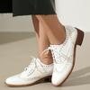 Fashion Luxury Leisure Daily Oxfords Shoes 2025 New Round Toe Lace Up Large Female Low Heels Shoes Office Comfy Dress Up Women Shoes