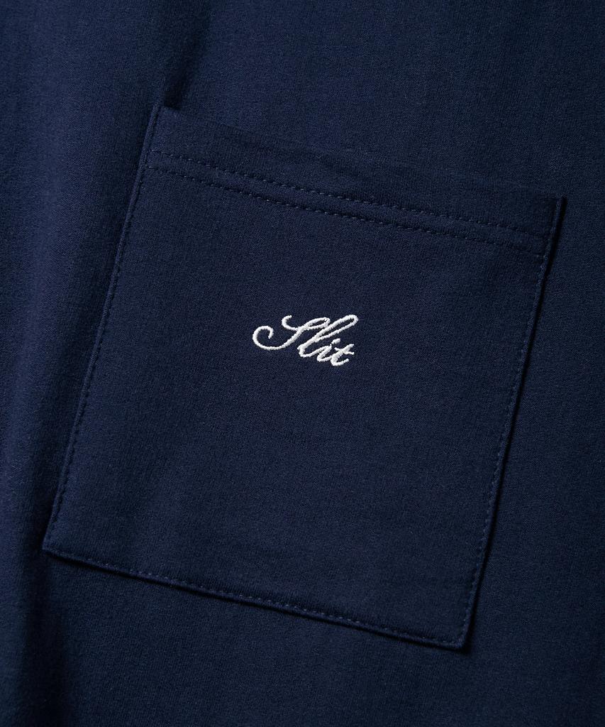 Eseulisseutyudio Lettering Pocket Short Sleeve T-Shirt Navy