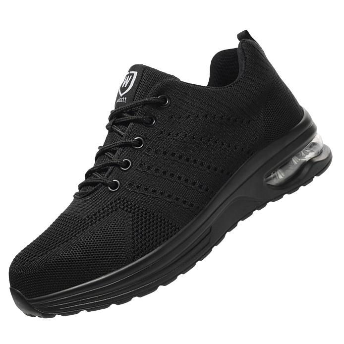 

Unisex Rotary Buckle Work Boots Safety Steel Toe Men Breathable Safety Shoes Indestructible Puncture-Proof Black Work Sneakers 40