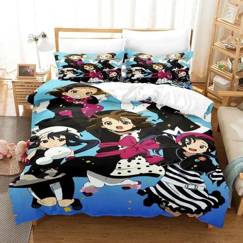 Kawaii K-ON! Bettwäsche-Set Einzelbett Twin Full Queen King Size Bettset Erwachsener Kind Schlafzimmer Bettbezug-Sets 3D-Druck Anime Bettlaken-Set