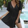 Women's See Through Mesh Deep V Irregular Waist Waist Beach Bikini Smock Dress