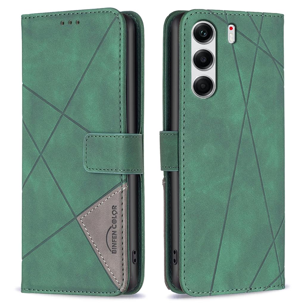 BINFEN COLOR For TECNO Camon 40 Pro 4G Phone Case Wallet Stand Geometry Imprinted Leather Cover