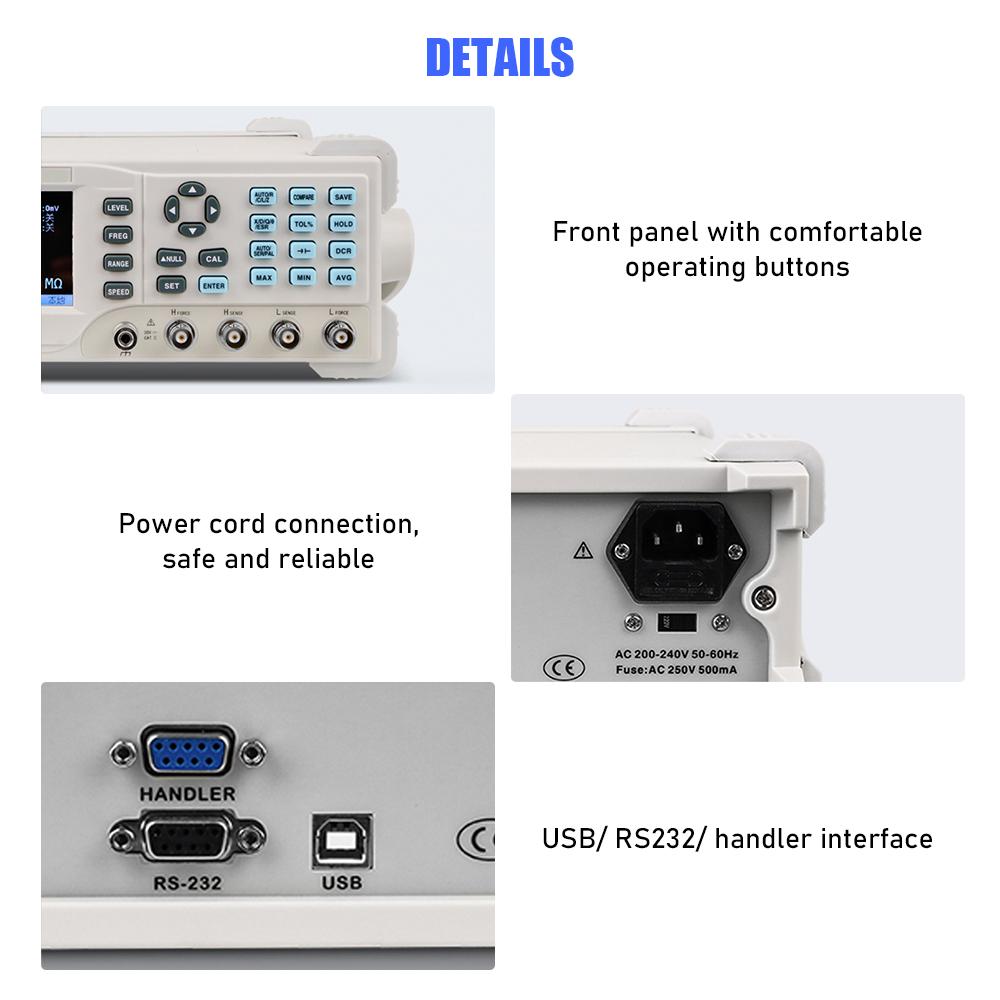 

Benchtop Digital Meter 100H -100KH High Digital Meter Resistance Inductance Capacitance Tester 0.1% Accuracy 3.5-inch LCD Display
