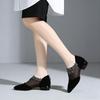 2026 Summer Women's Pointed Toe Low Heel Sandals Black Mesh Rhinestone Fashion Office Ladies Dress Shoes Plus Size 42