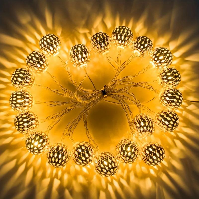LED Moroccan Hollow Metal Ball String Lights Solar Powered-Perfect for Wedding,Party,Birthday,Garden/Yard Outdoor Decorative/decor for room