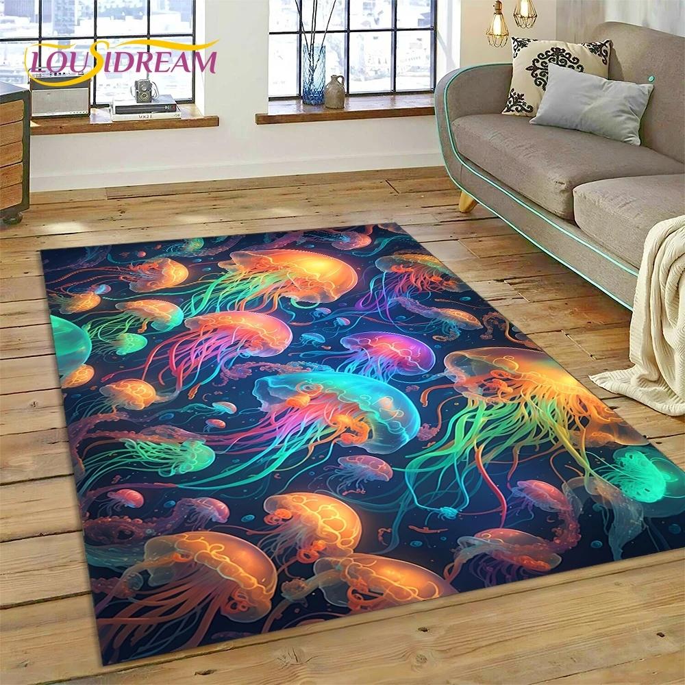 3D Podmořský svět Mořské dno Kreslený koberec s delfínem Koberec pro obývací pokoj Ložnice Domácí dekorace, Protiskluzová dekorace na pohovku Dárek Dítě