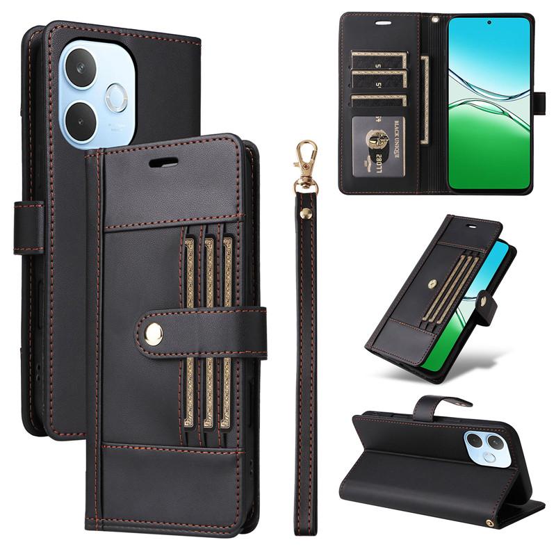 Clamshell Leather Wallet Case For OPPO A5 A5i A5X A3X A3 4G A40 A40m A60 5G Flip Cover Phone Cases Business Outside 6 Card slot