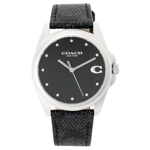 Coach Grason Signature C Canvas Watch, 36mm, Black Dial, Silver Quartz, Women's, 14504112