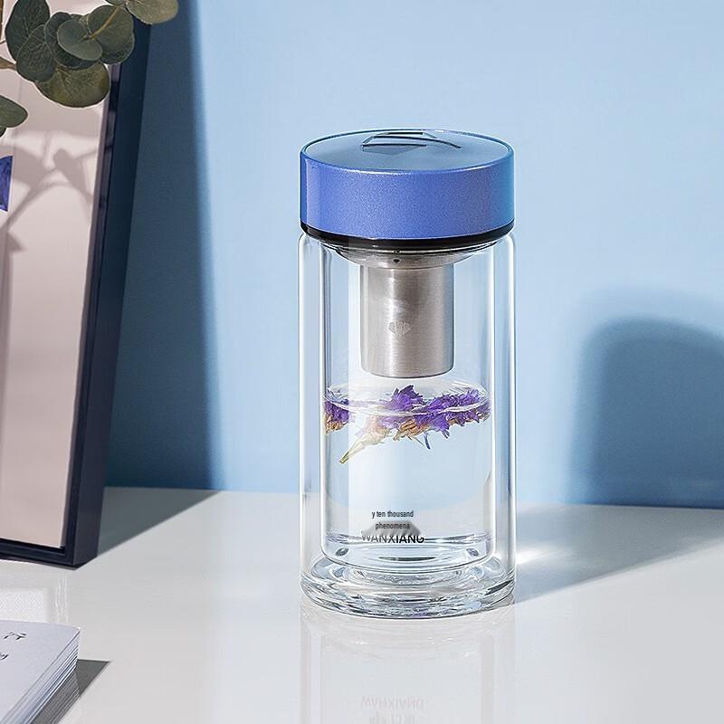 WANXIANG Portable Double Wall Glass Cup