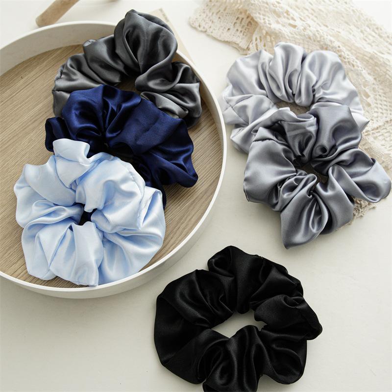 18cm Übergroße Satin Scrunchies Einfarbig Elastisches Haarband Damen Mädchen Pferdeschwanzhalter Accessoires Schicke Haargummis