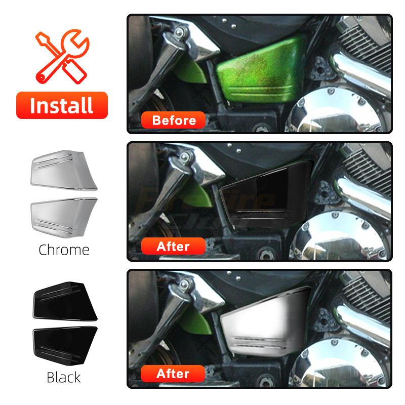 Motorcycle ABS Plastic Battery Side Cover Fairing Chrome Black For Honda VTX 1800 C/Custom Models 2002-2004 2006-2008