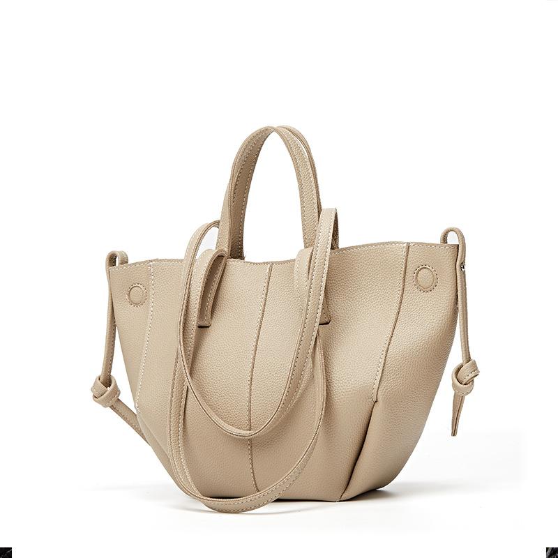 Lychee Pattern Soft Leather Large-capacity Tote Bag Fashionable Niche Design High-end Handbag Single Shoulder Wing Bag