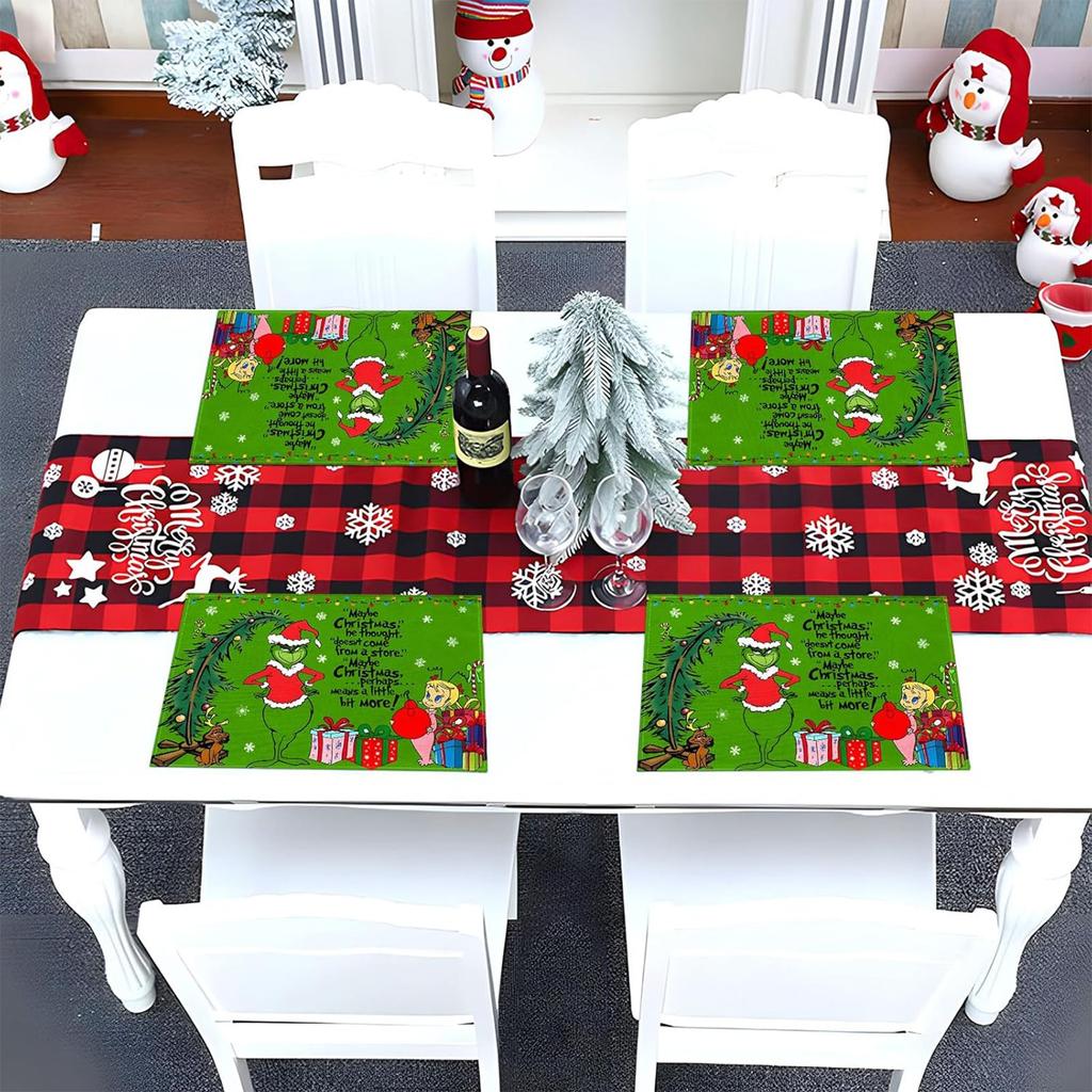 Christmas Tree Christmas Mat 4-piece Set Mat Holiday Party Christmas Table Decoration.