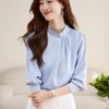Damen Blusen Hemden 2025 Frühling Langarm Damen Bluse Hemd Rundhals Weiß Schwarz Chiffon Bluse Hemd Damen Oberteile J834