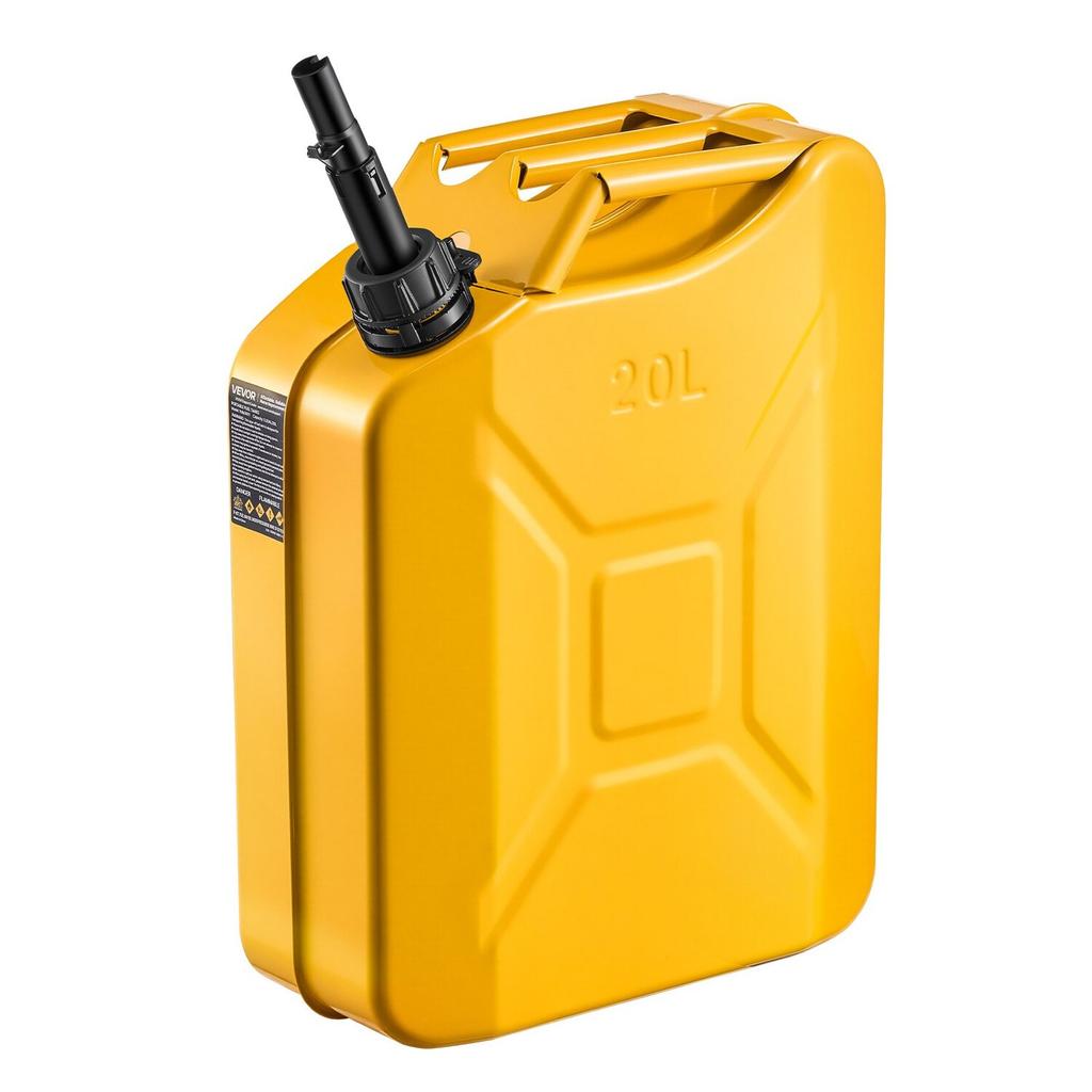 Metal Fuel Container, 20 L, Fuel Jerry Can with Spout and Comfort Handle, 6 L/min Max Flow Rate, Leakproof & Corrosion-resistant Metal Gas Tank Most