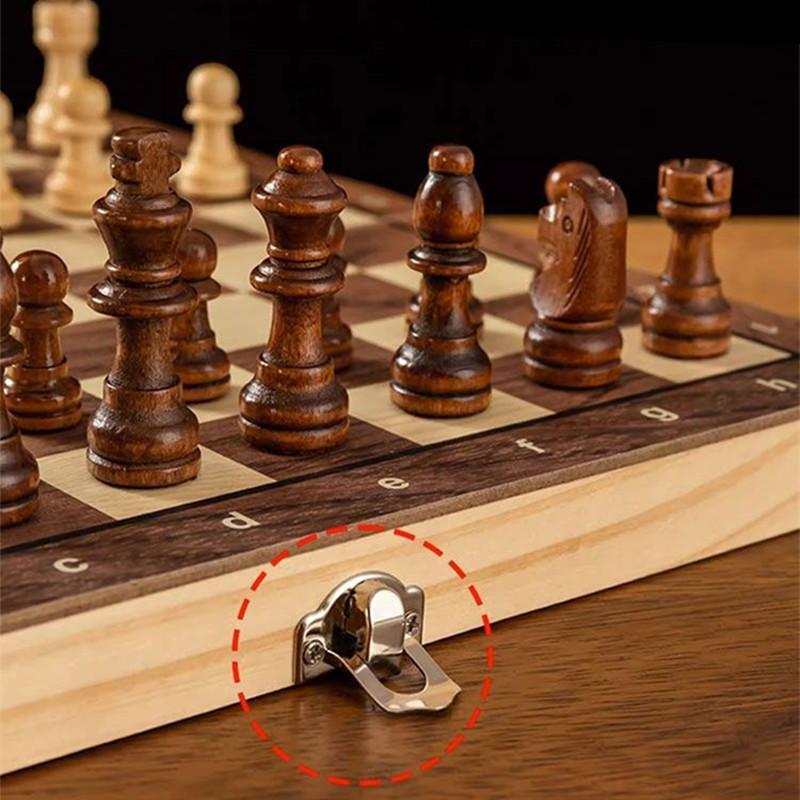 Chess Set - Magnetic Foldable Portable Solid Wood Chess Board - Educational Games for Students and Kids - Christmas Gift