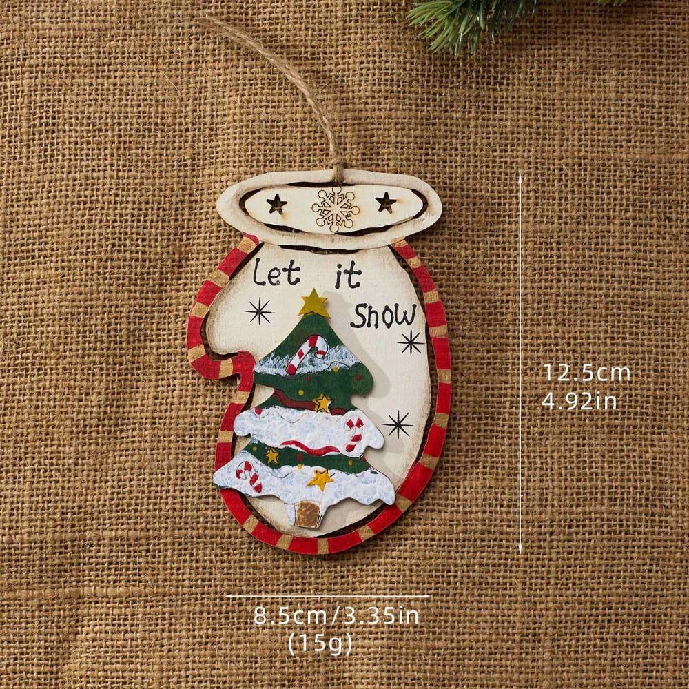 Hand Painted Gift Tag Pendant Rustic Christmas Hanging Charm Cute Christmas Tree Decor  Festival