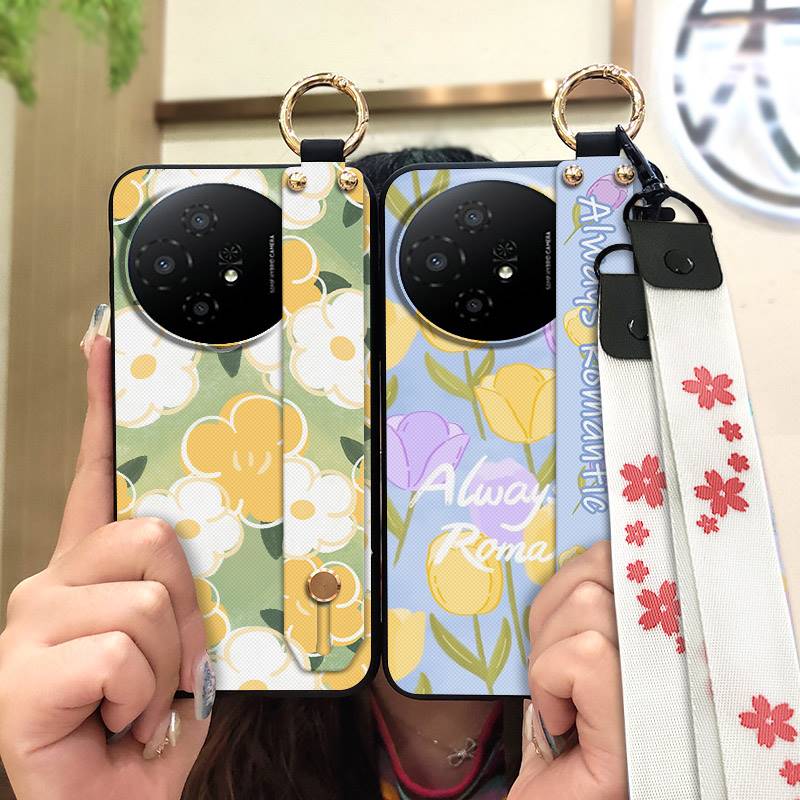 Fashion Design Protective Phone Case For TCL 50 Nxtpaper 5G/50Pro Nxtpaper 5G Wristband Kickstand Dirt-resistant Flower