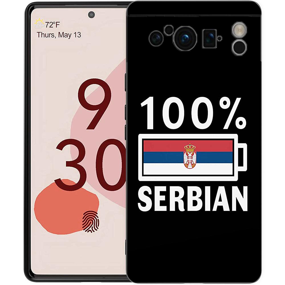 Serbien-Flagge für Google Pixel 8 7 6 Pro 6A 5G, schwarze Handyhülle, weiche, stoßfeste Rückseite, Silikon-TPU-Shell Coque