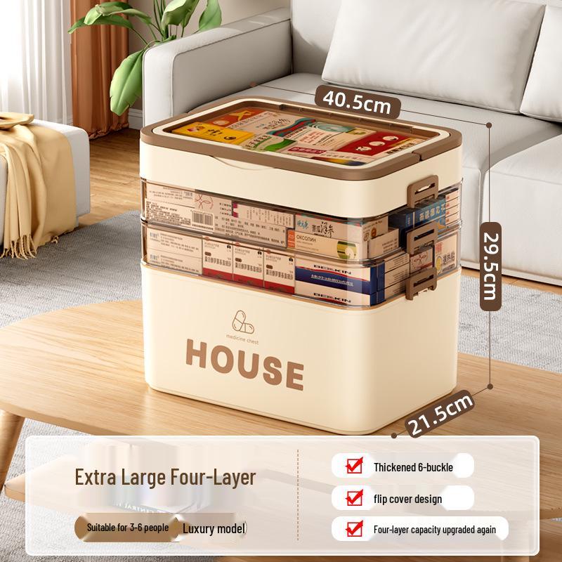 Large Multi-Layer Medicine Storage Box - Portable Family First Aid Kit