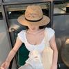 Jazz Western Cowboy Hat Wide Brim Visor Cap American Hollow Straw Hat  Summer