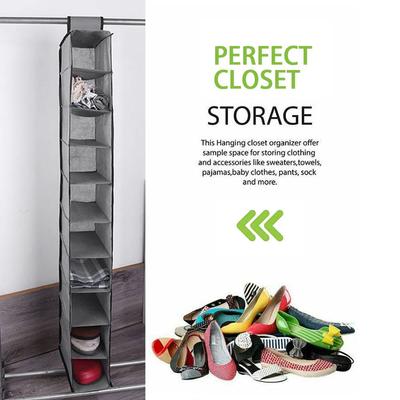 10 Layer Shoe Box Storage Hanging Bag Collapsible Wardrobe Sundries Organizer Holder Room Shoes Slippers Clothes Storage Bag