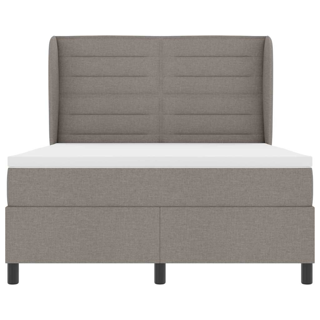 Box Spring Bed with Headboard Taupe 160 X 200 Cm Fabric