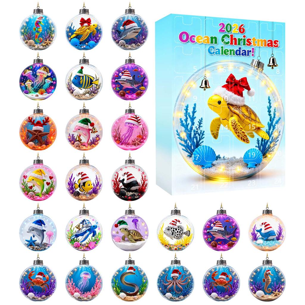 Animal Christmas Advent Calendar with 2D Hanging Ornaments