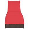 Folding Sun Lounger with Cushion and Storage Space Brown Poly Rattan