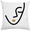 Abstract Face Line Art Cushion Cover Blue White Geometric Peach Skin Throw Pillow Case For Living Room Sofa Home Decor 40X40Cm