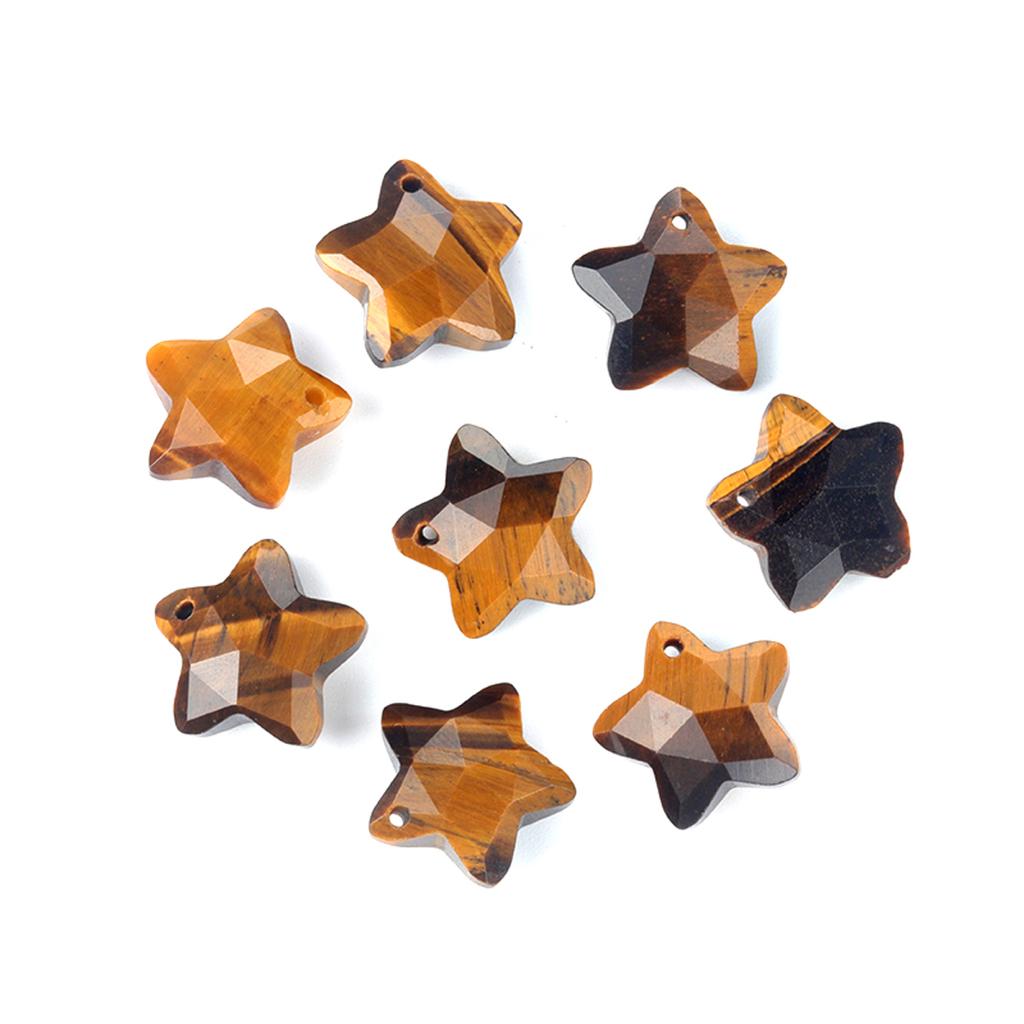 8Pcs/Pack Faceted Natural Stone Beads with Holes Handmade Star Shape Loose Beads for Jewellery Making DIY Necklace Bracelet Accessories Gifts 14x14mm
